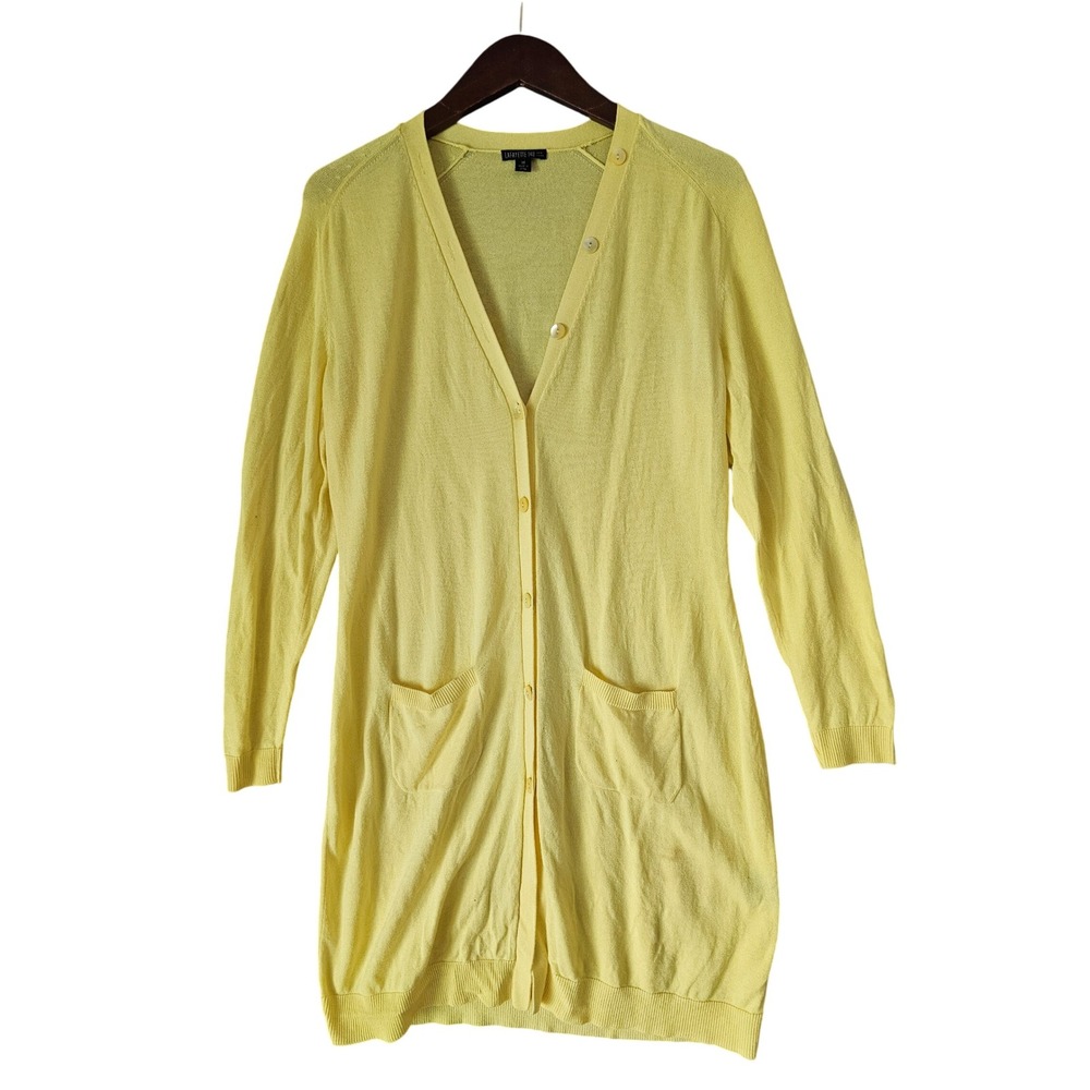 Lafayette 148 New York Yellow Long Sleeve Cardigan Sweater Pockets‎ Size M